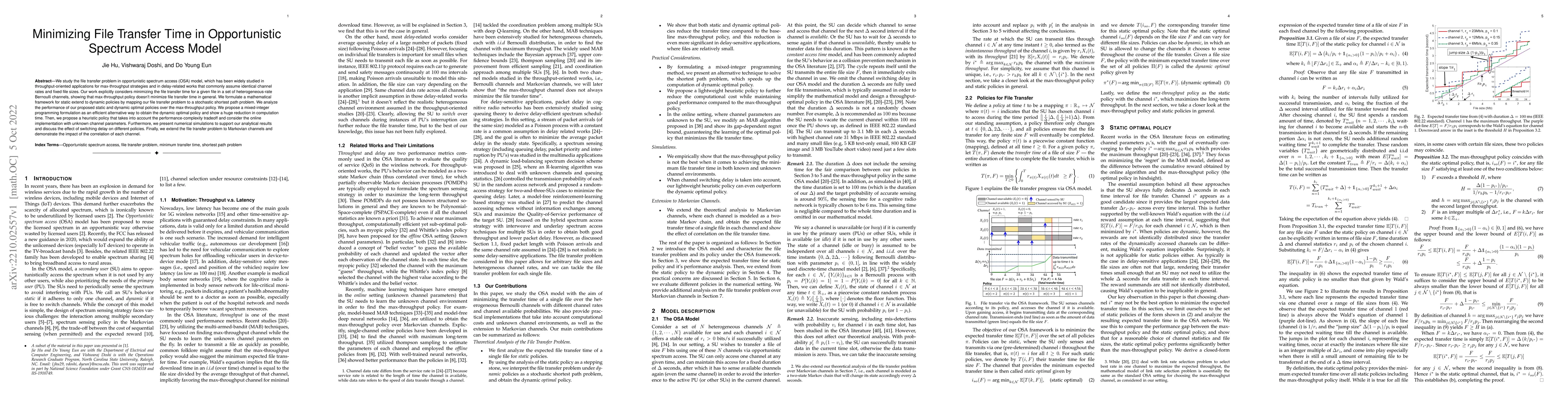 Thumbnail for Minimizing File Transfer Time in Opportunistic Spectrum Access Model