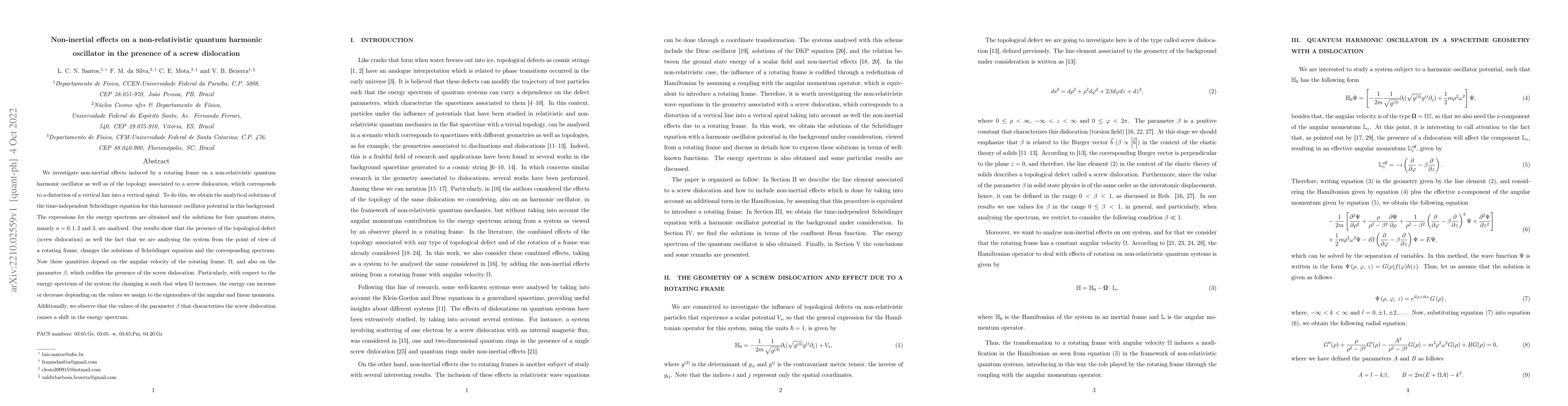Thumbnail for Non-inertial effects on a non-relativistic quantum harmonic oscillator
  in the presence of a screw dislocation