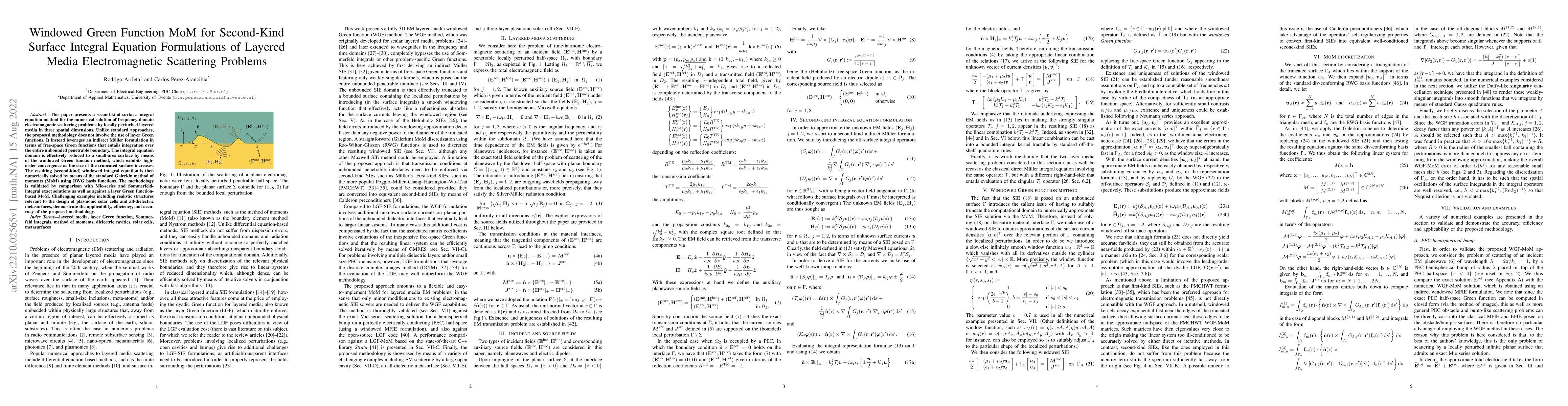 Thumbnail for Windowed Green Function MoM for Second-Kind Surface Integral Equation
  Formulations of Layered Media Electromagnetic Scattering Problems