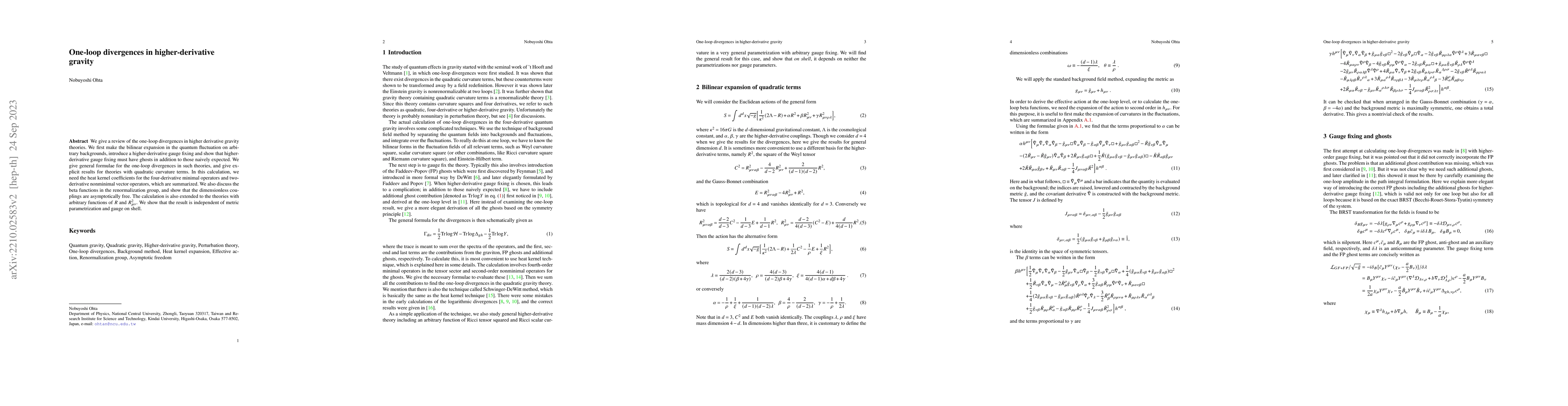 Thumbnail for One-loop divergences in higher-derivative gravity