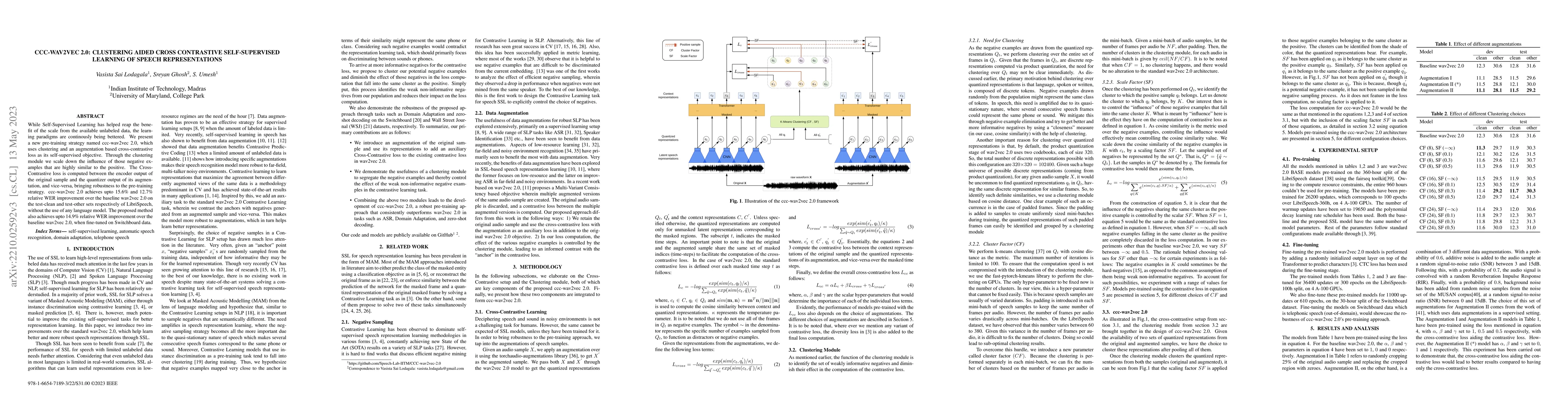 Thumbnail for CCC-wav2vec 2.0: Clustering aided Cross Contrastive Self-supervised
  learning of speech representations