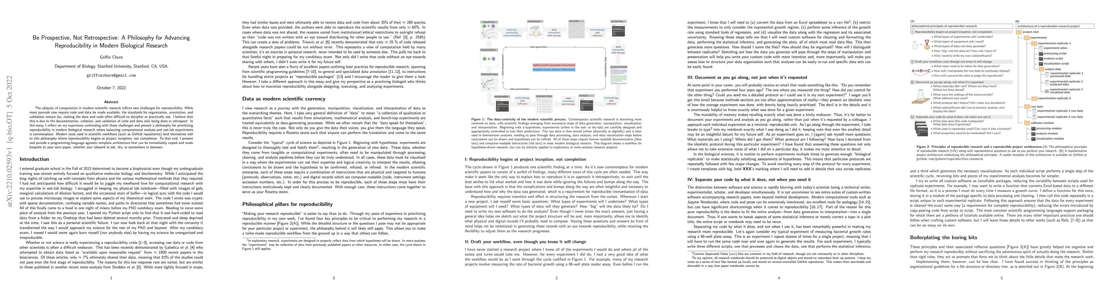 Thumbnail for Be Prospective, Not Retrospective: A Philosophy for Advancing
  Reproducibility in Modern Biological Research