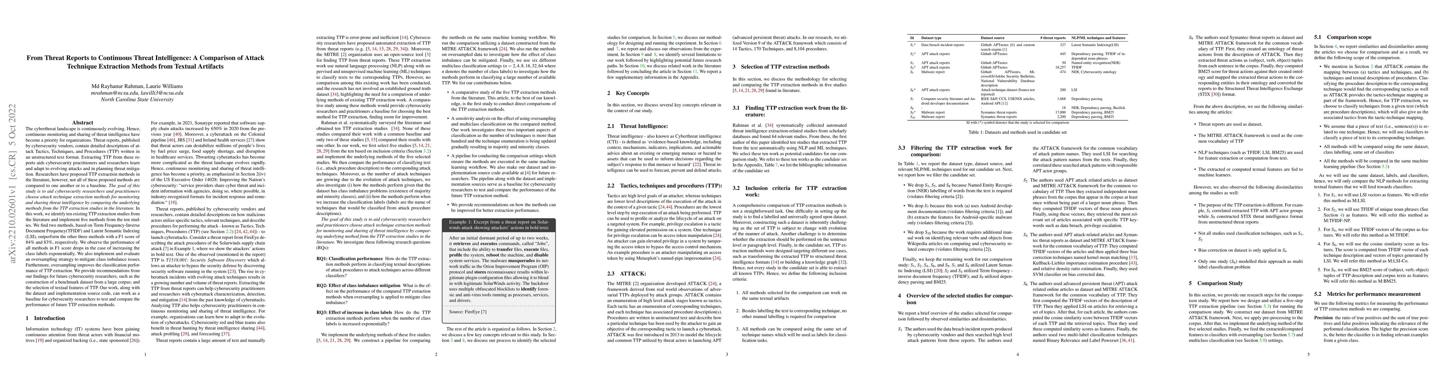 Thumbnail for From Threat Reports to Continuous Threat Intelligence: A Comparison of
  Attack Technique Extraction Methods from Textual Artifacts