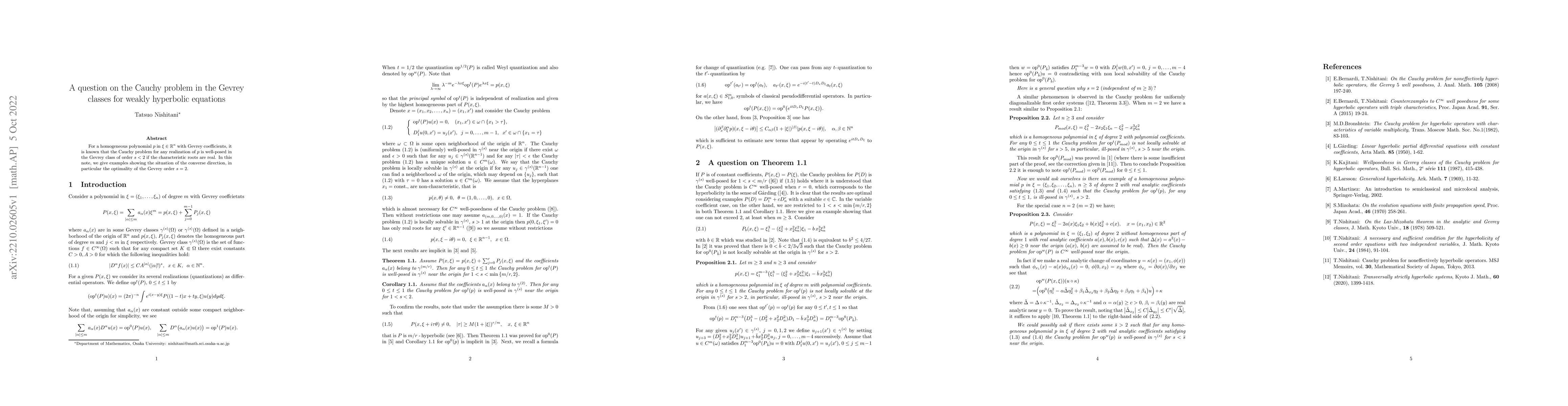 Thumbnail for A question on the Cauchy problem in the Gevrey classes for weakly
  hyperbolic equations