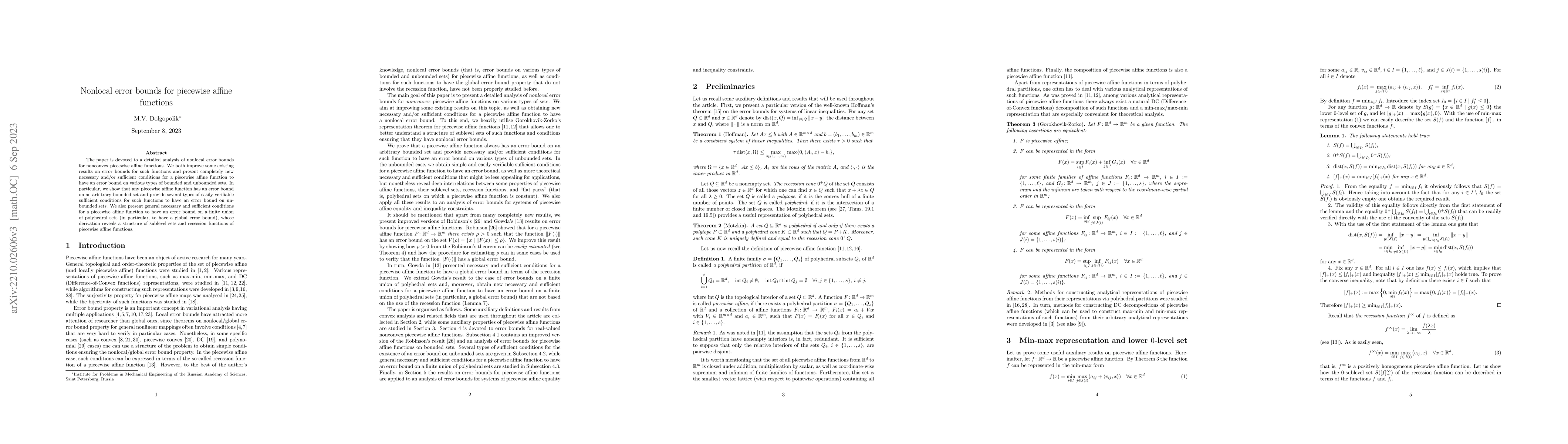 Thumbnail for Nonlocal error bounds for piecewise affine functions