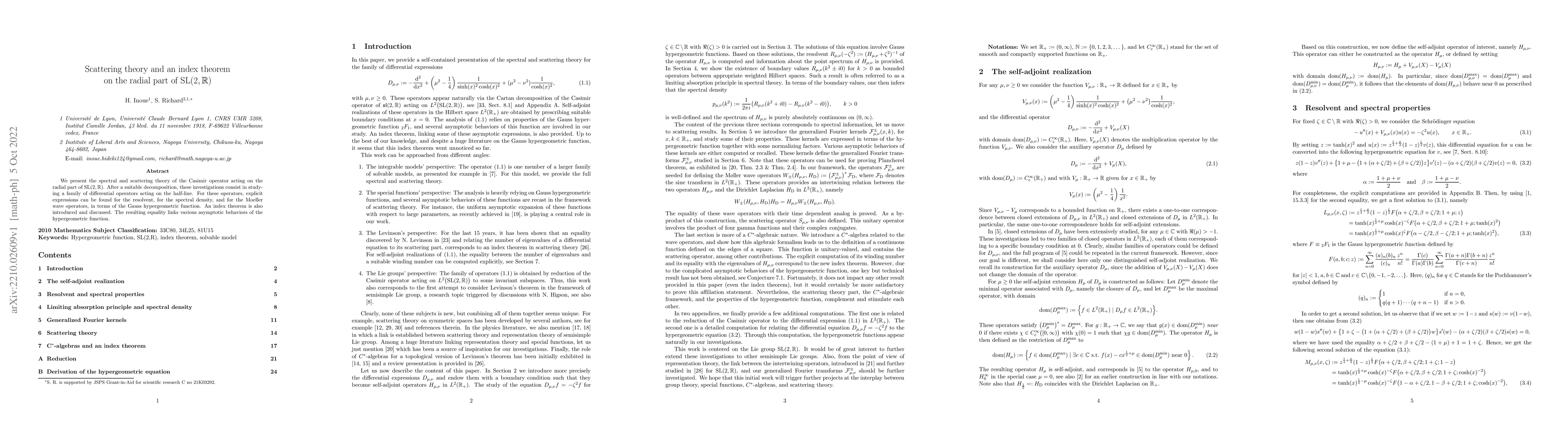 Thumbnail for Scattering theory and an index theorem on the radial part of SL(2,R)