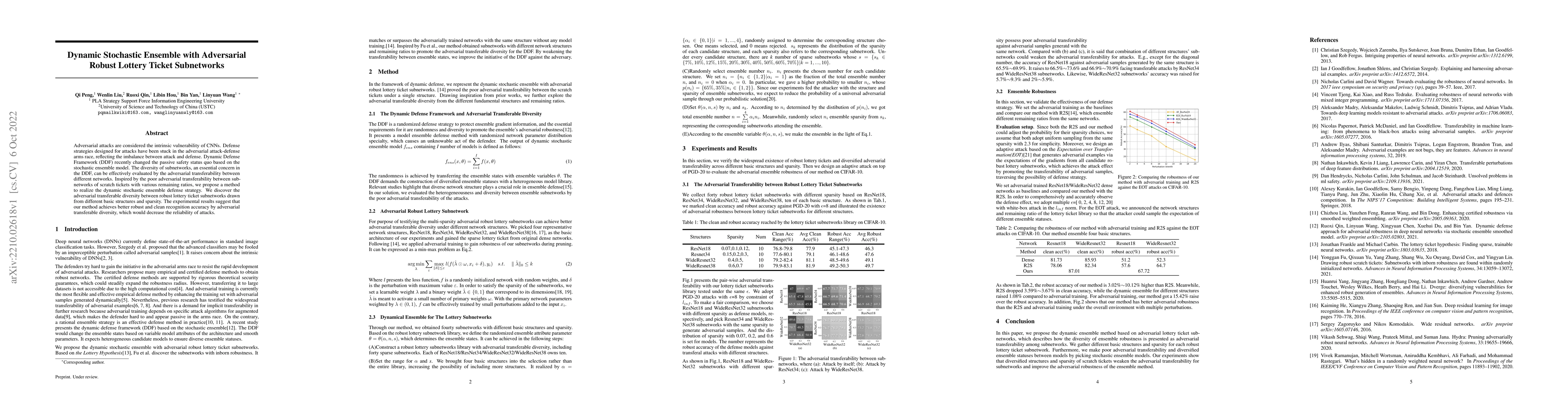 Thumbnail for Dynamic Stochastic Ensemble with Adversarial Robust Lottery Ticket
  Subnetworks