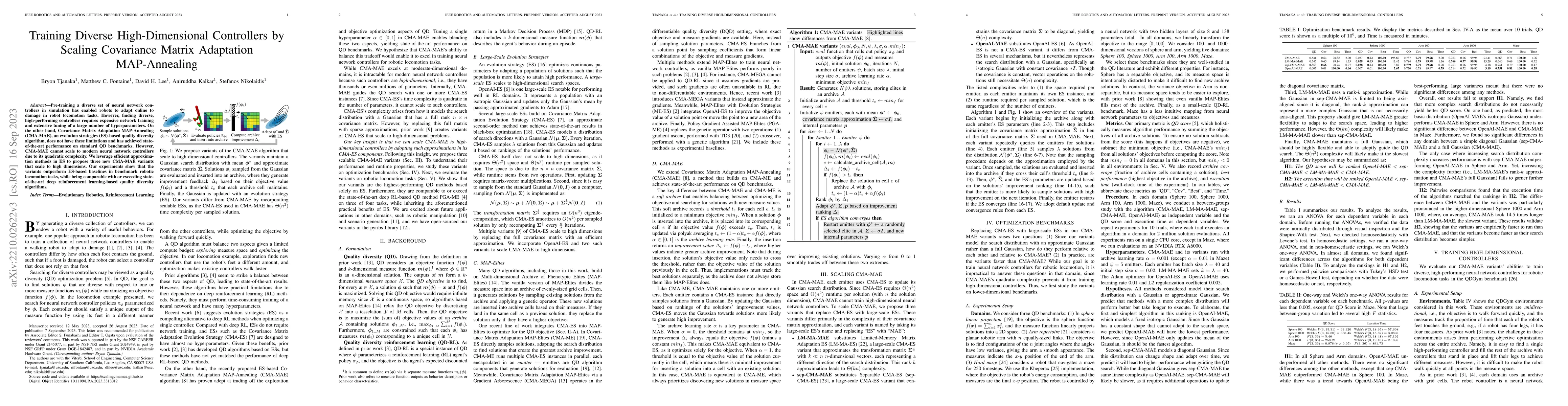 Thumbnail for Training Diverse High-Dimensional Controllers by Scaling Covariance
  Matrix Adaptation MAP-Annealing