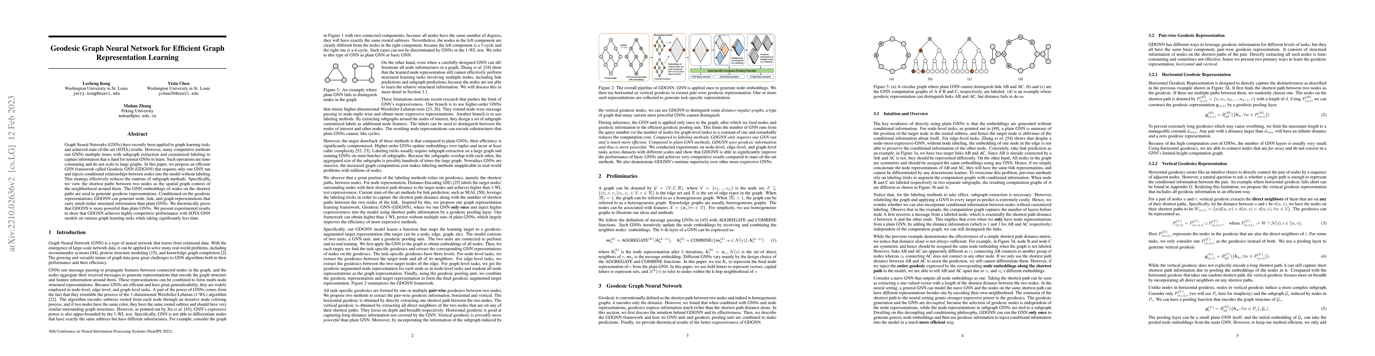 Thumbnail for Geodesic Graph Neural Network for Efficient Graph Representation
  Learning