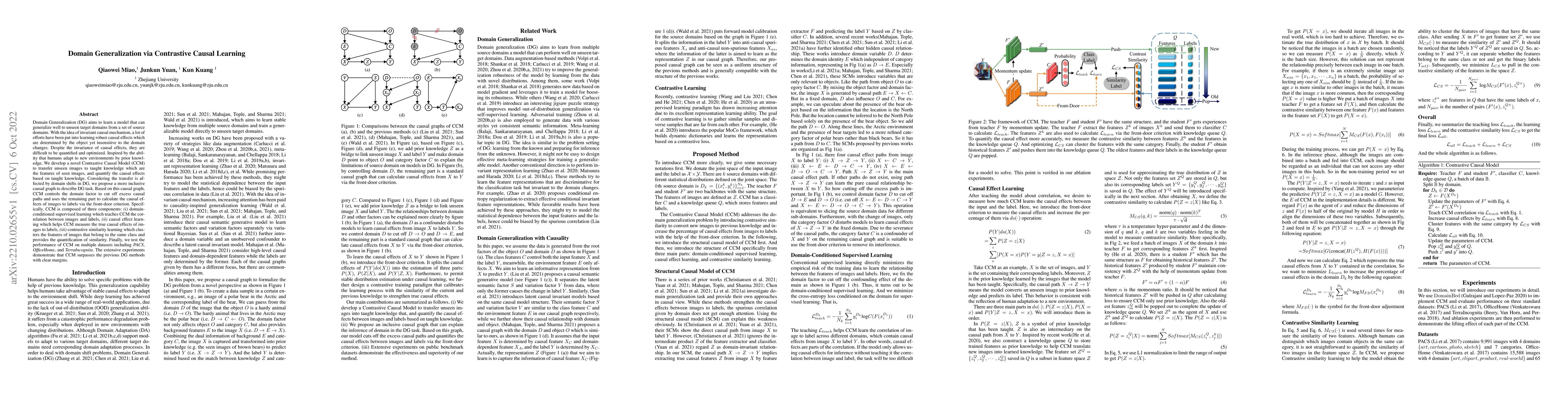 Thumbnail for Domain Generalization via Contrastive Causal Learning