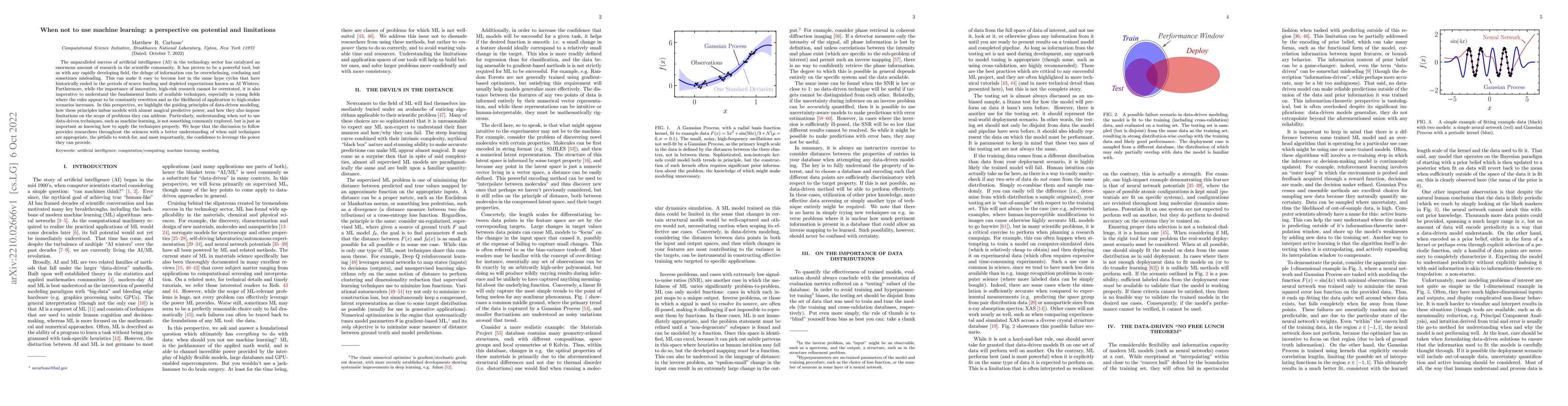Thumbnail for When not to use machine learning: a perspective on potential and
  limitations