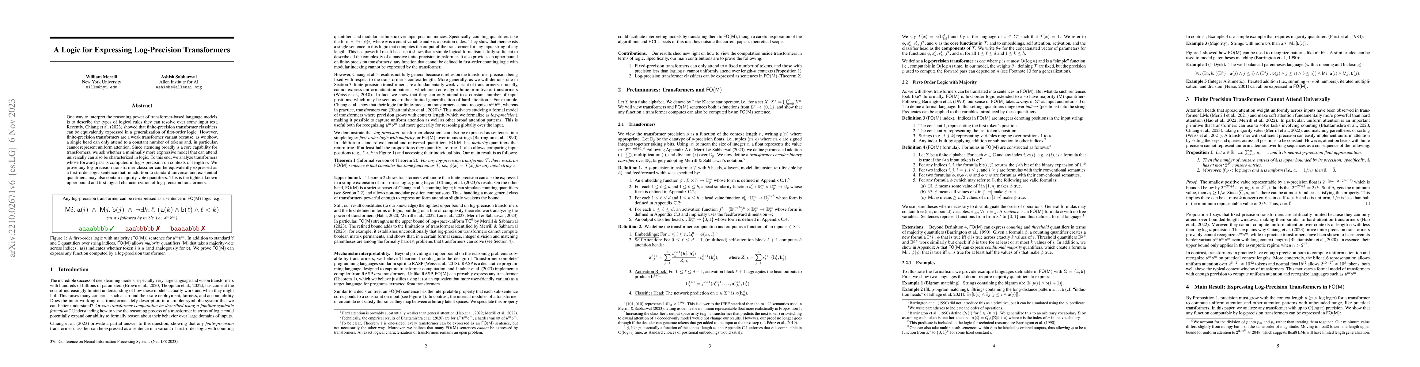 Thumbnail for A Logic for Expressing Log-Precision Transformers