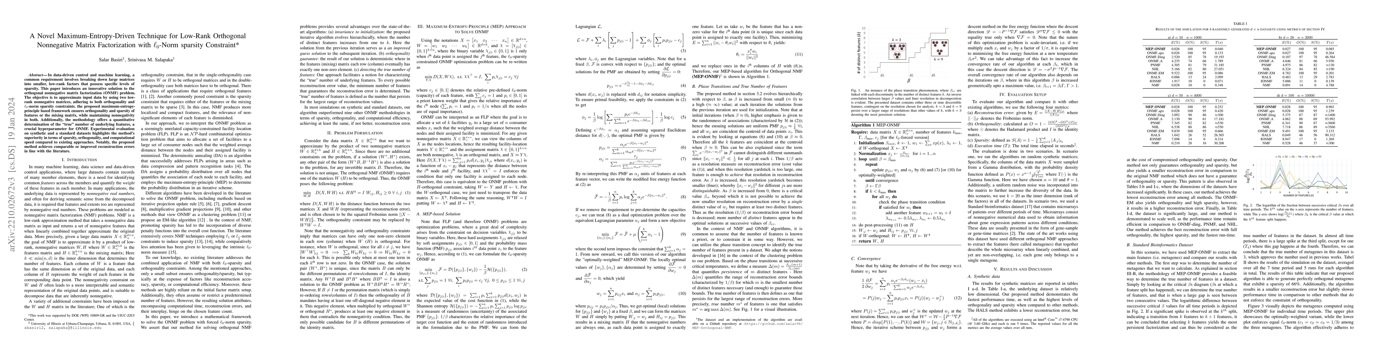 Thumbnail for A Novel Maximum-Entropy-Driven Technique for Low-Rank Orthogonal
  Nonnegative Matrix Factorization with $\ell_0$-Norm sparsity Constraint