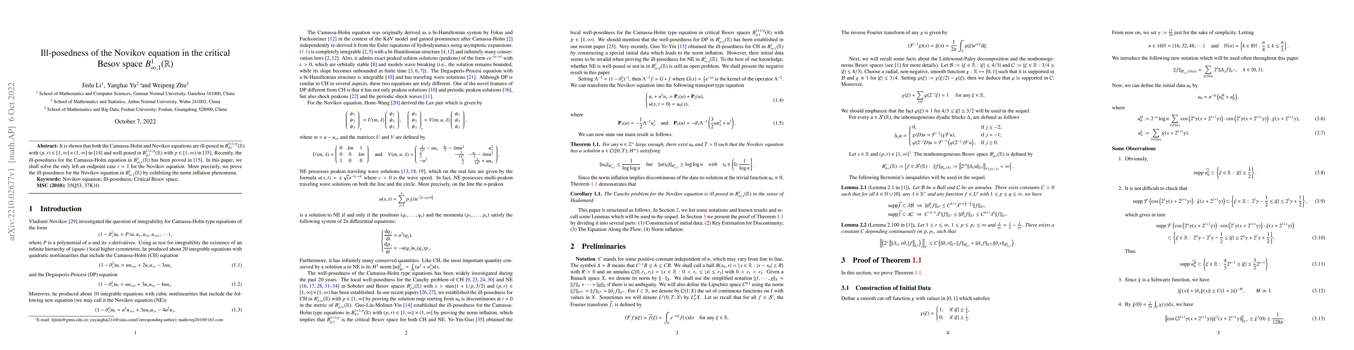 Thumbnail for Ill-posedness of the Novikov equation in the critical Besov space
  $B^{1}_{\infty,1}(\mathbb{R})$