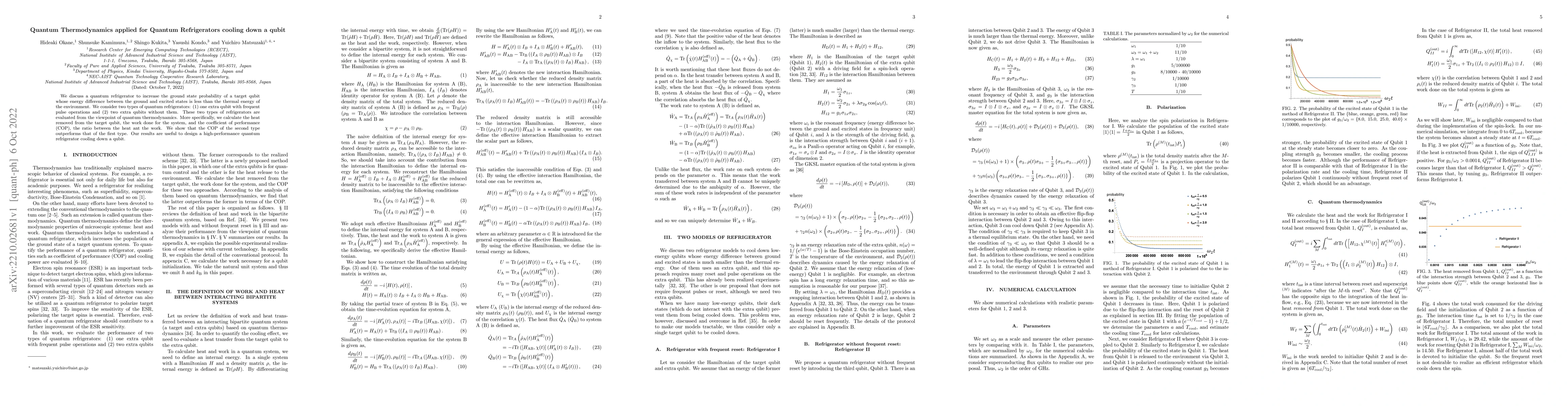 Thumbnail for Quantum Thermodynamics applied for Quantum Refrigerators cooling down a
  qubit