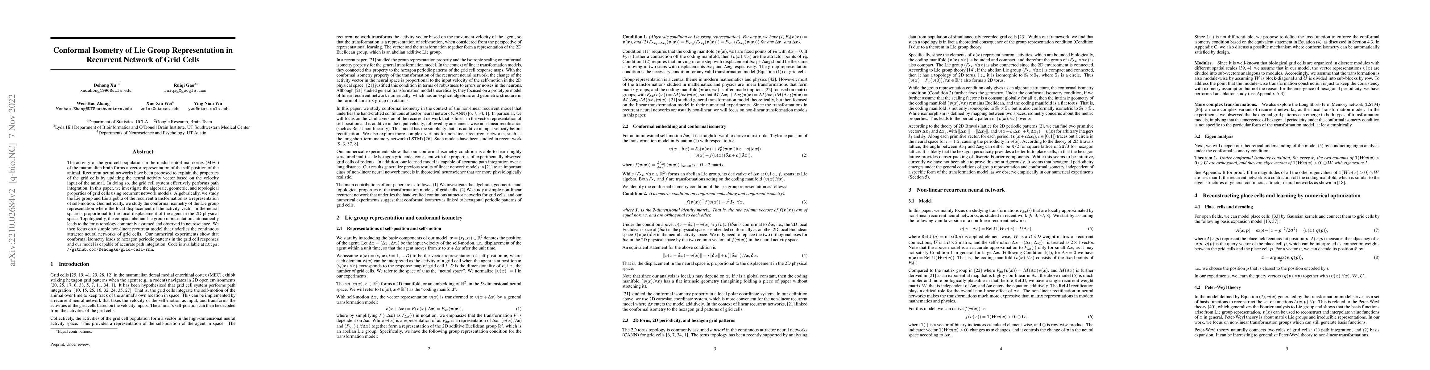 Thumbnail for Conformal Isometry of Lie Group Representation in Recurrent Network of
  Grid Cells