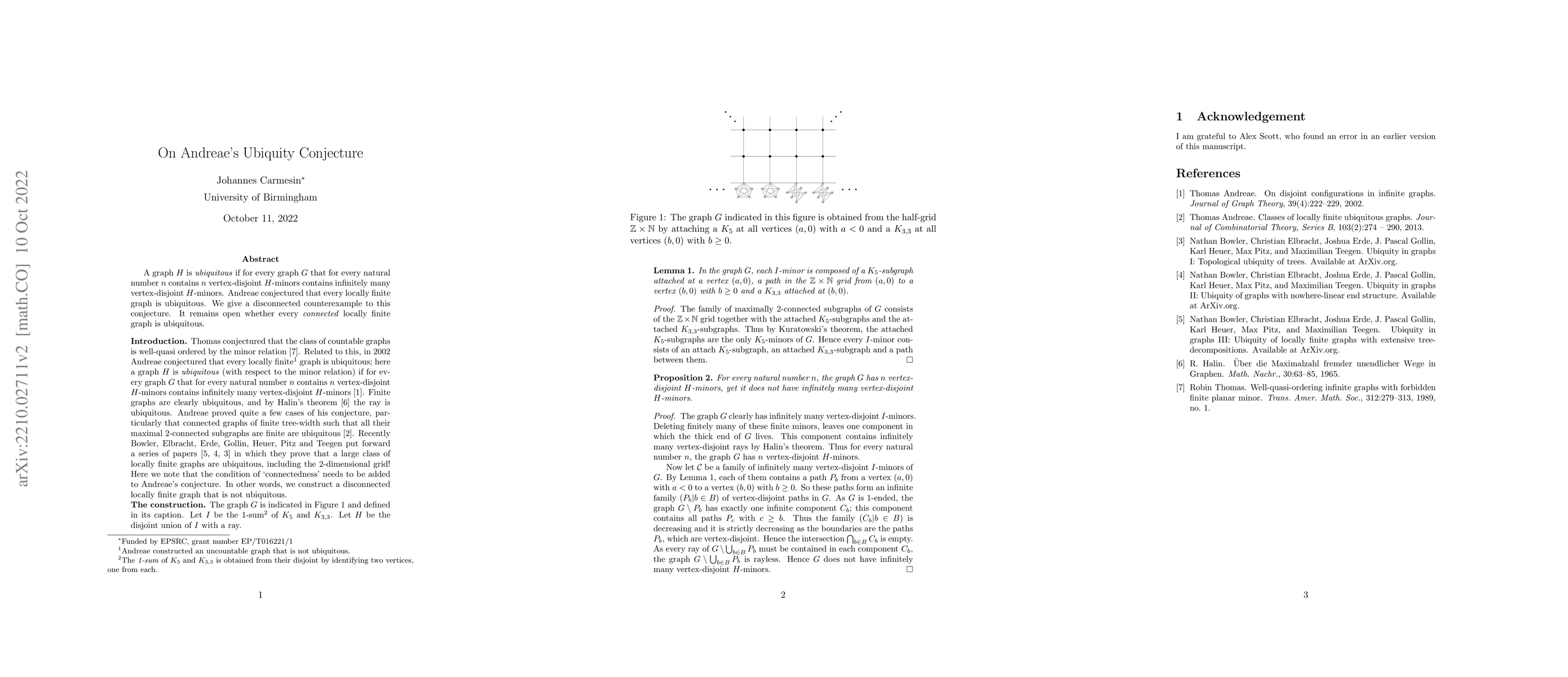 Thumbnail for On Andreae's Ubiquity Conjecture