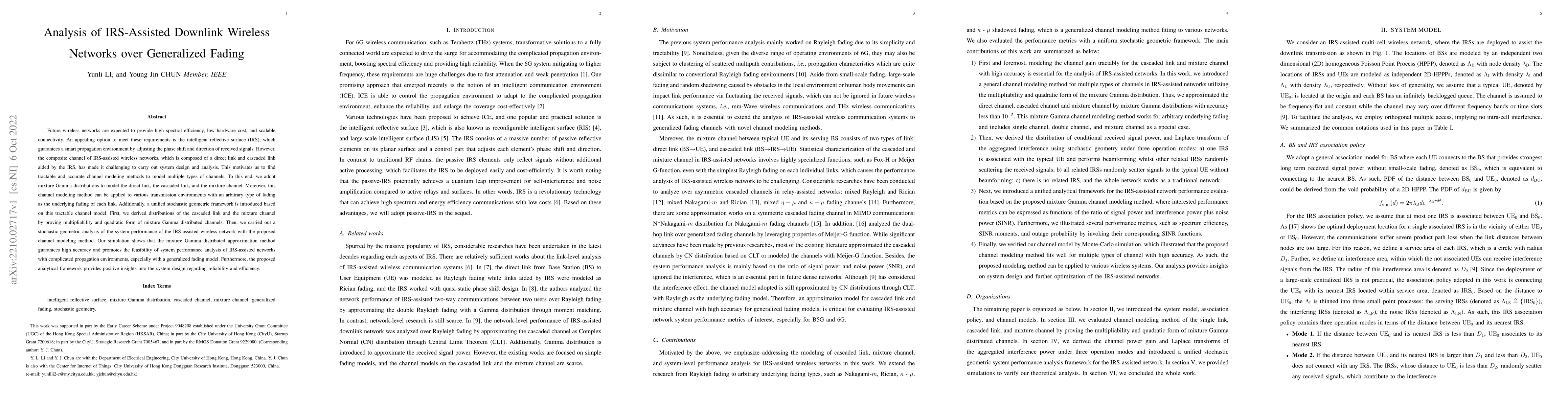 Thumbnail for Analysis of IRS-Assisted Downlink Wireless Networks over Generalized
  Fading