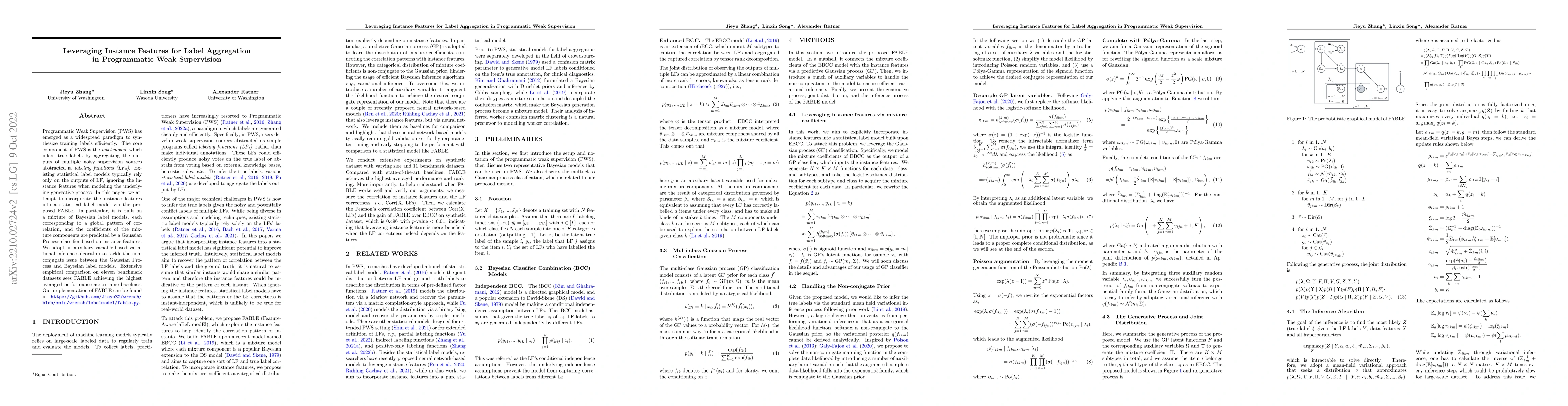 Thumbnail for Leveraging Instance Features for Label Aggregation in Programmatic Weak
  Supervision