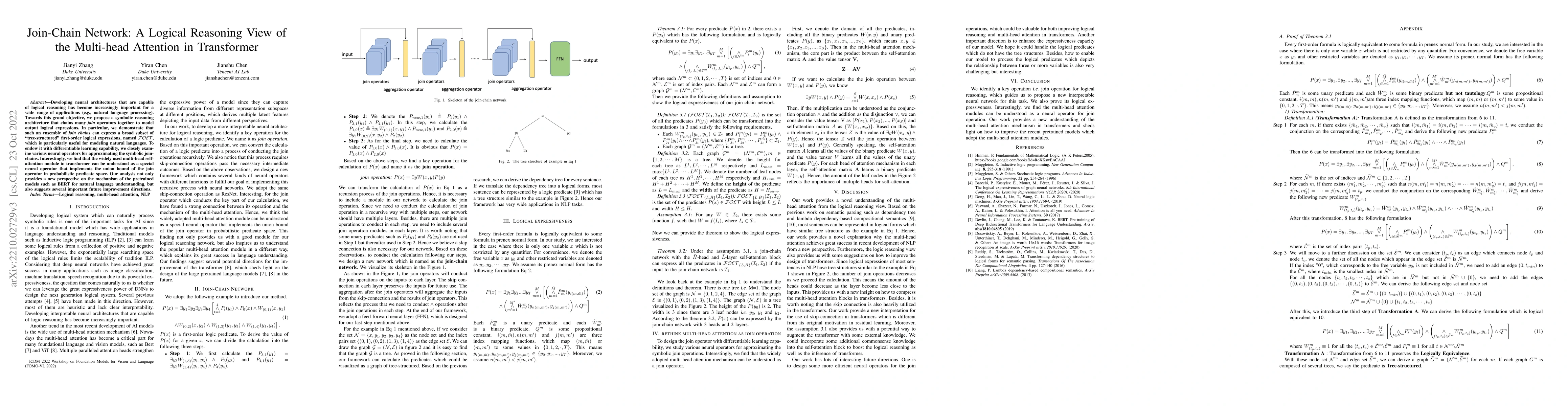 Thumbnail for Join-Chain Network: A Logical Reasoning View of the Multi-head Attention
  in Transformer