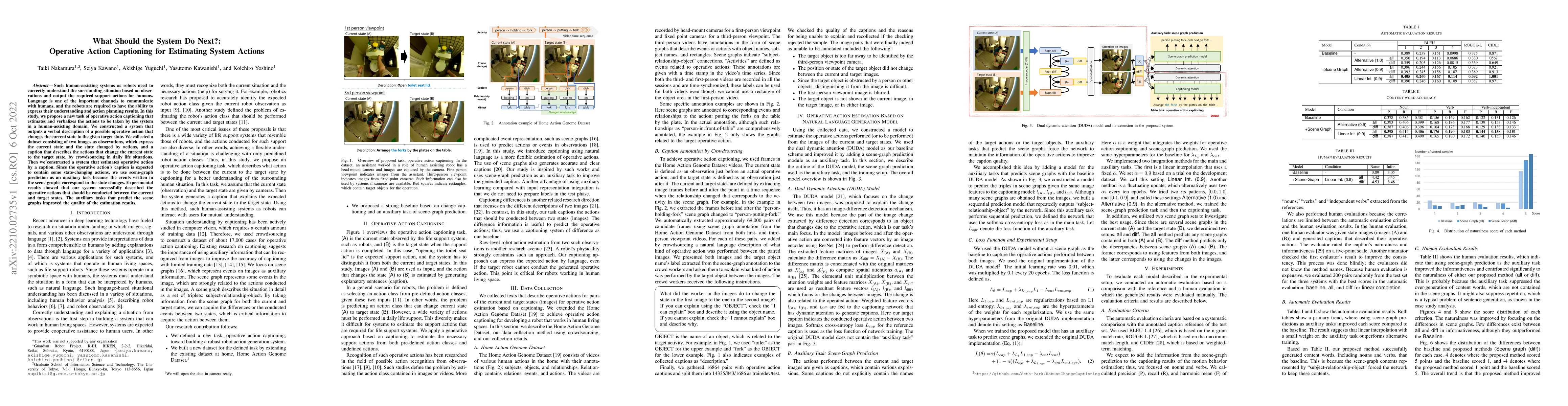 Thumbnail for What Should the System Do Next?: Operative Action Captioning for
  Estimating System Actions