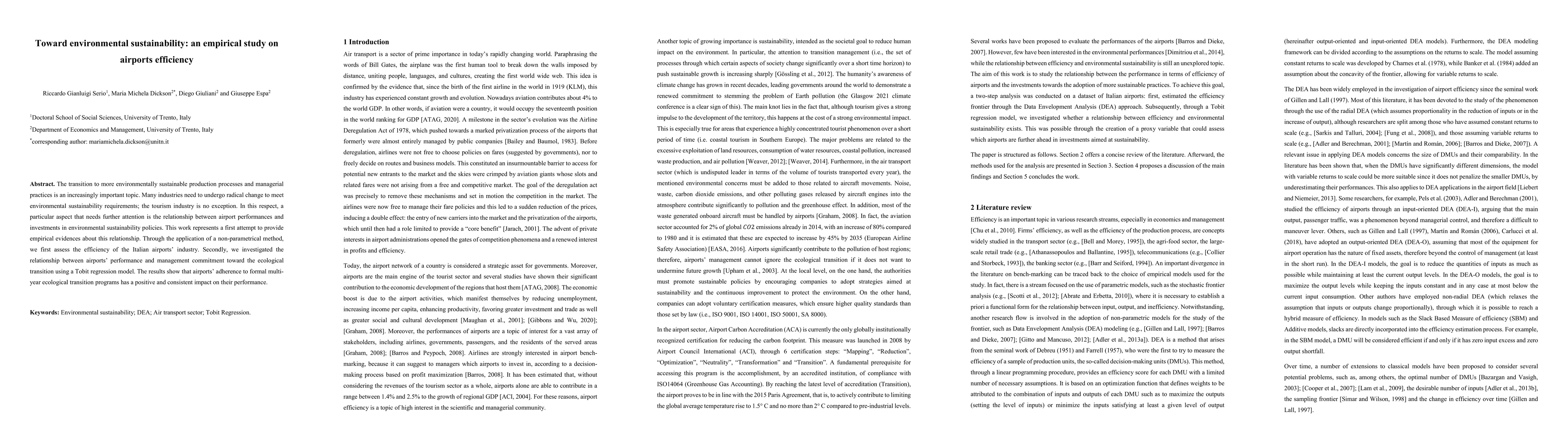 Thumbnail for Toward environmental sustainability: an empirical study on airports
  efficiency