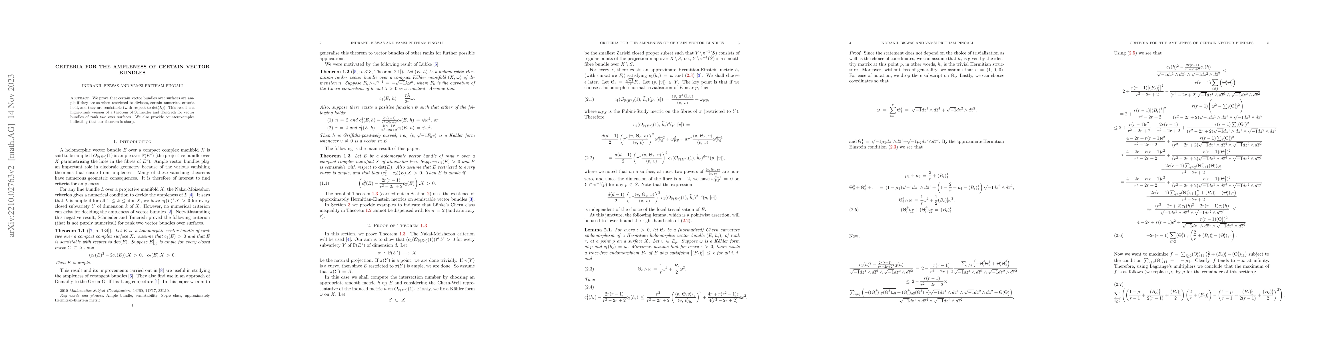 Thumbnail for Criteria for the ampleness of certain vector bundles