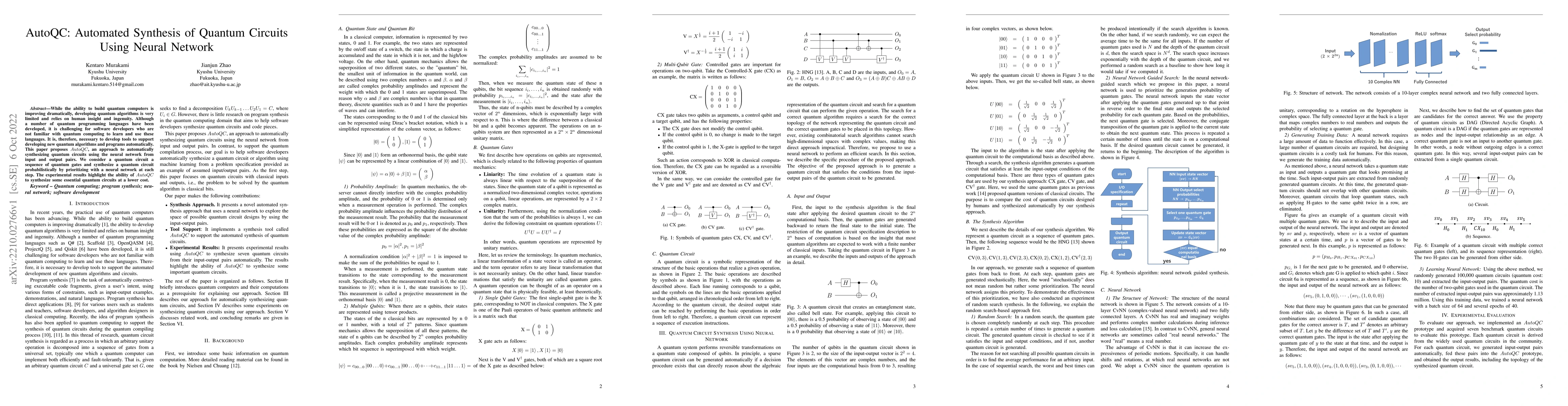 Thumbnail for AutoQC: Automated Synthesis of Quantum Circuits Using Neural Network