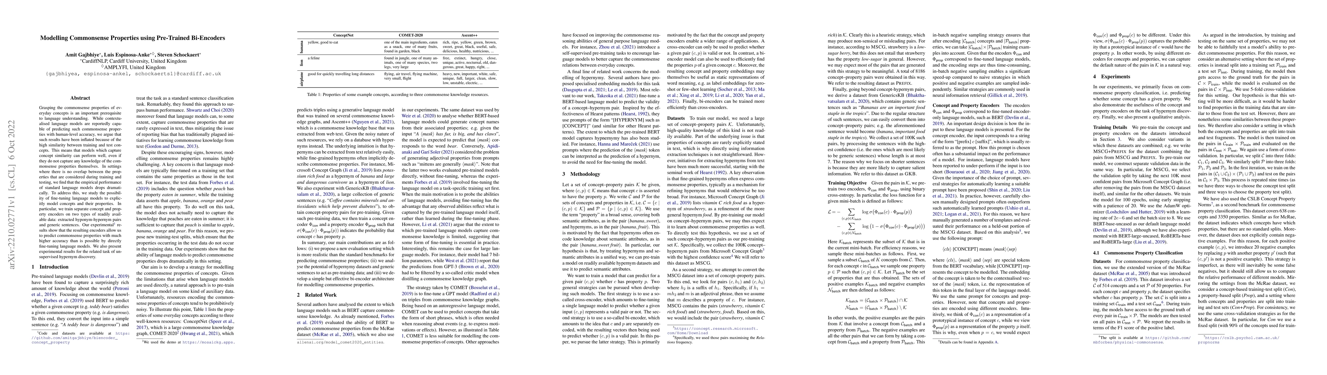 Thumbnail for Modelling Commonsense Properties using Pre-Trained Bi-Encoders