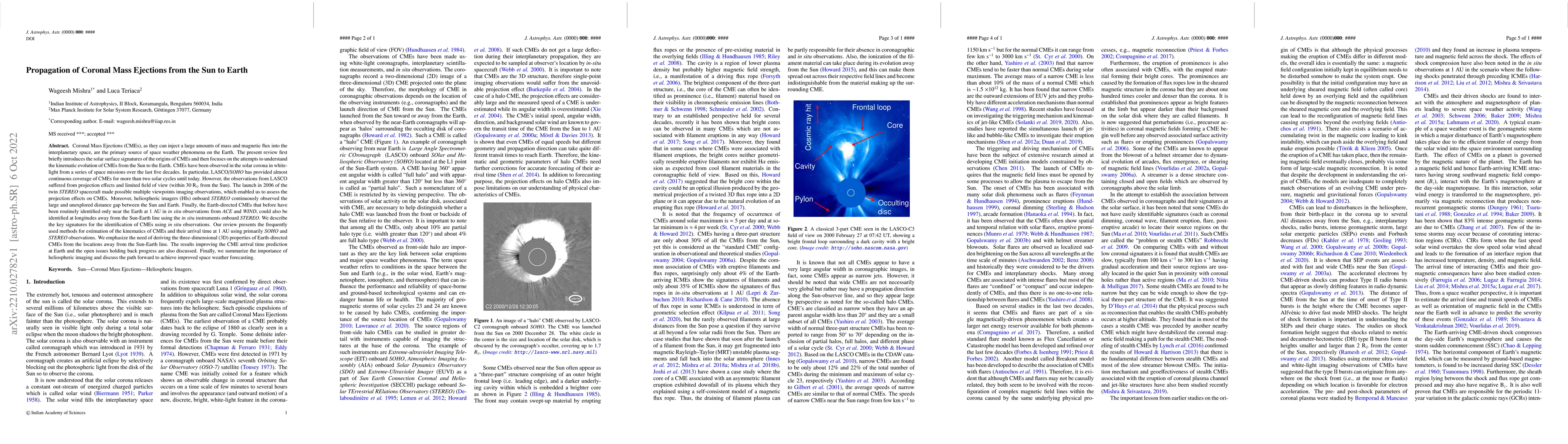 Thumbnail for Propagation of Coronal Mass Ejections from the Sun to Earth