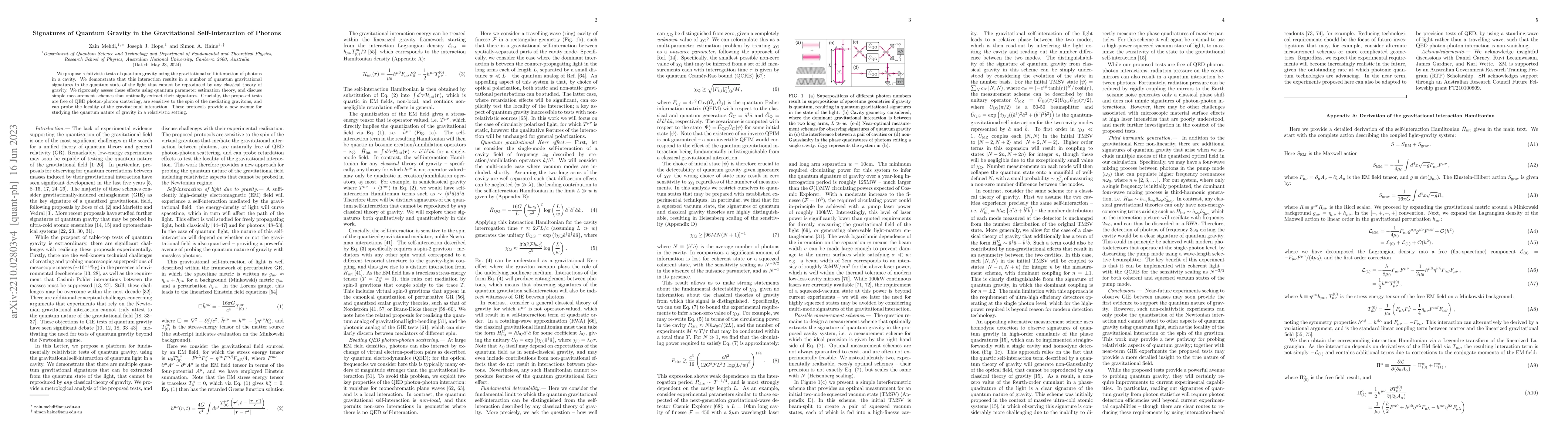 Thumbnail for Signatures of Quantum Gravity in the Gravitational Self-Interaction of
  Photons