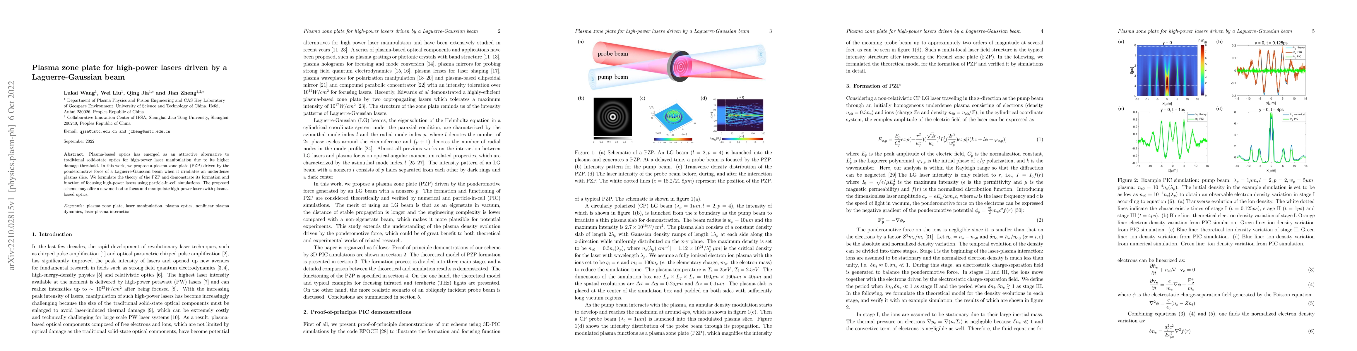 Thumbnail for Plasma zone plate for high-power lasers driven by a Laguerre-Gaussian
  beam