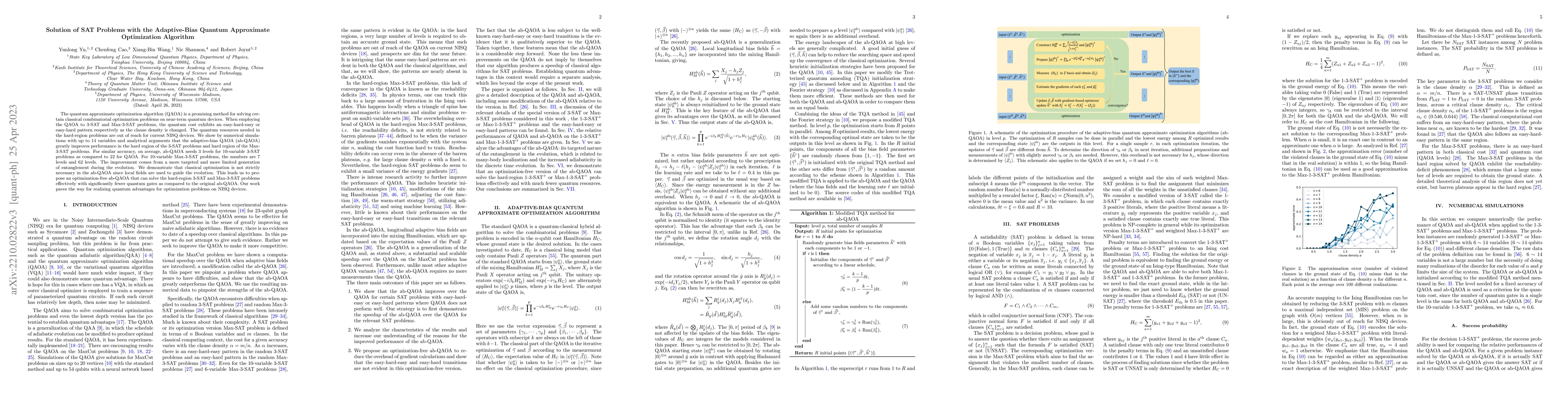 Thumbnail for Solution of SAT Problems with the Adaptive-Bias Quantum Approximate
  Optimization Algorithm