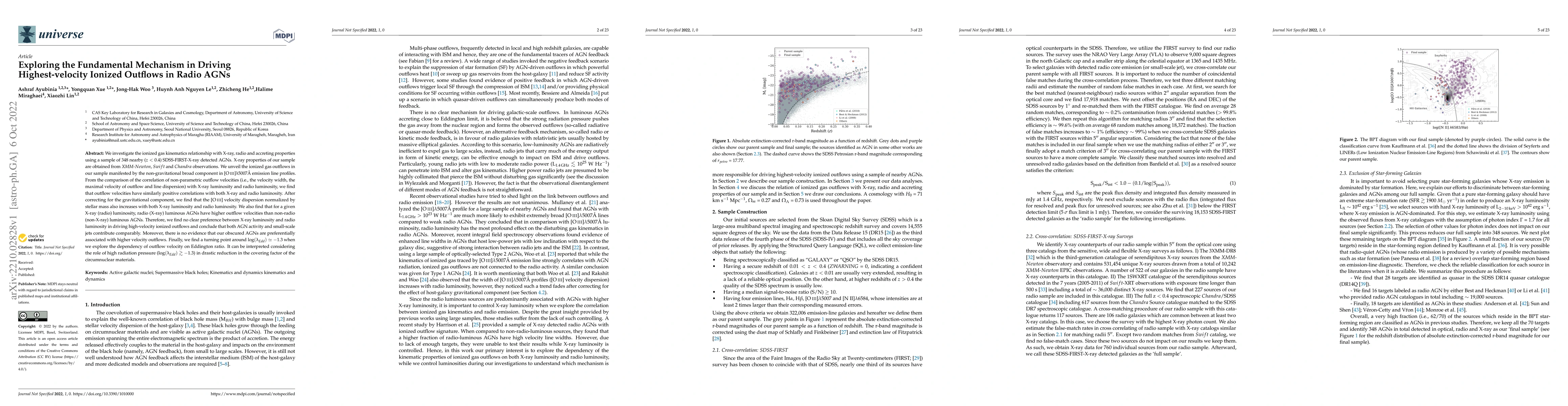 Thumbnail for Exploring the Fundamental Mechanism in Driving Highest-velocity Ionized
  Outflows in Radio AGNs