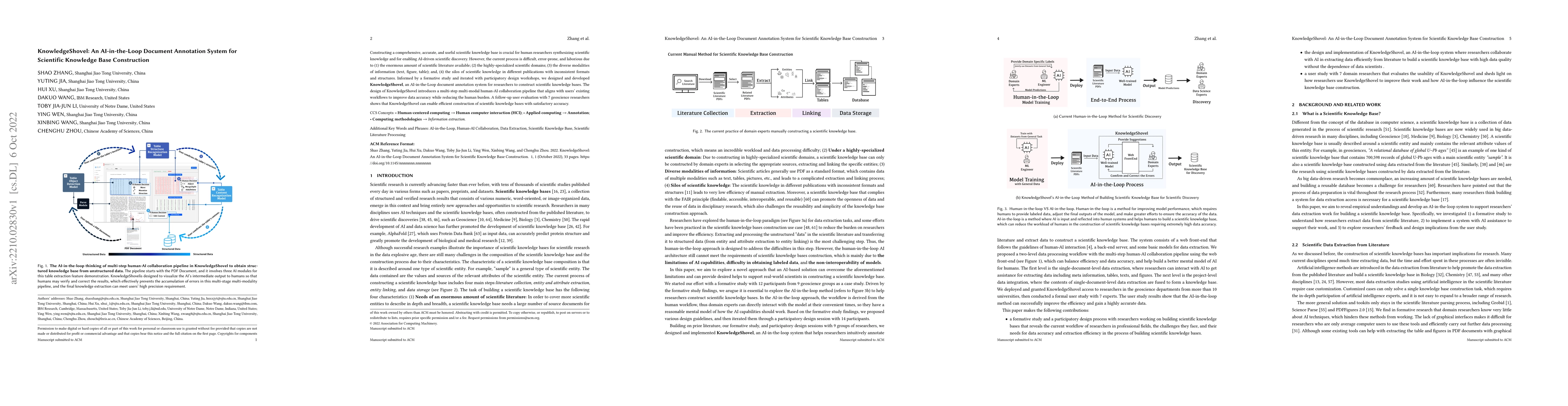 Thumbnail for KnowledgeShovel: An AI-in-the-Loop Document Annotation System for
  Scientific Knowledge Base Construction