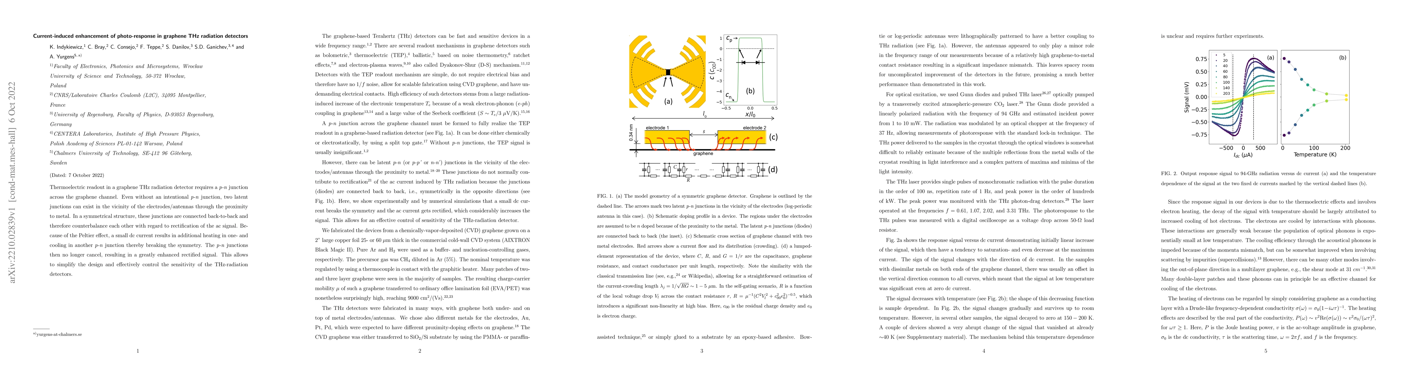 Thumbnail for Current-induced enhancement of photo-response in graphene THz radiation
  detectors