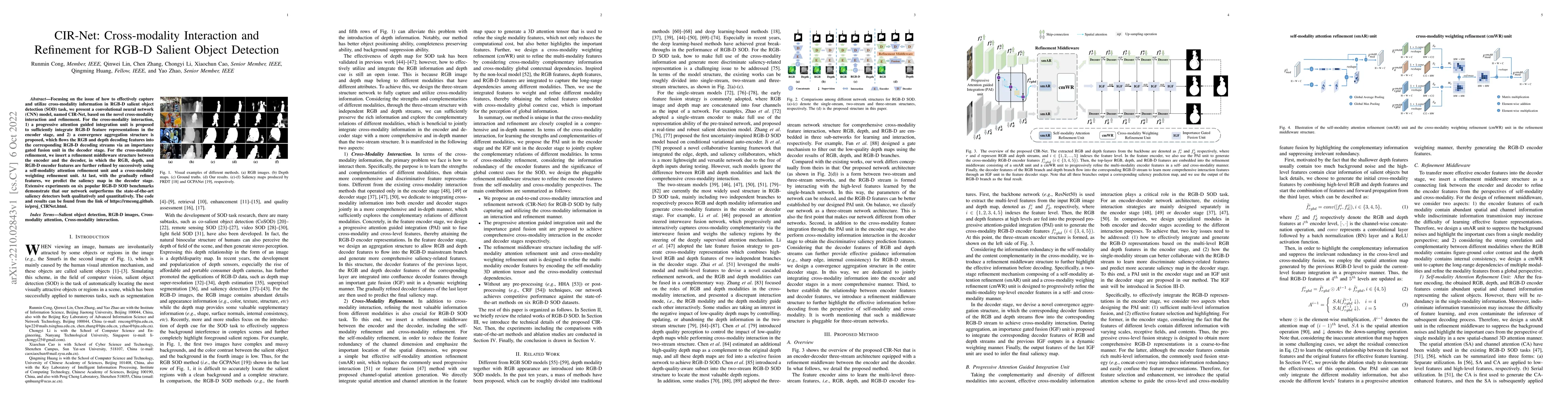 Thumbnail for CIR-Net: Cross-modality Interaction and Refinement for RGB-D Salient
  Object Detection