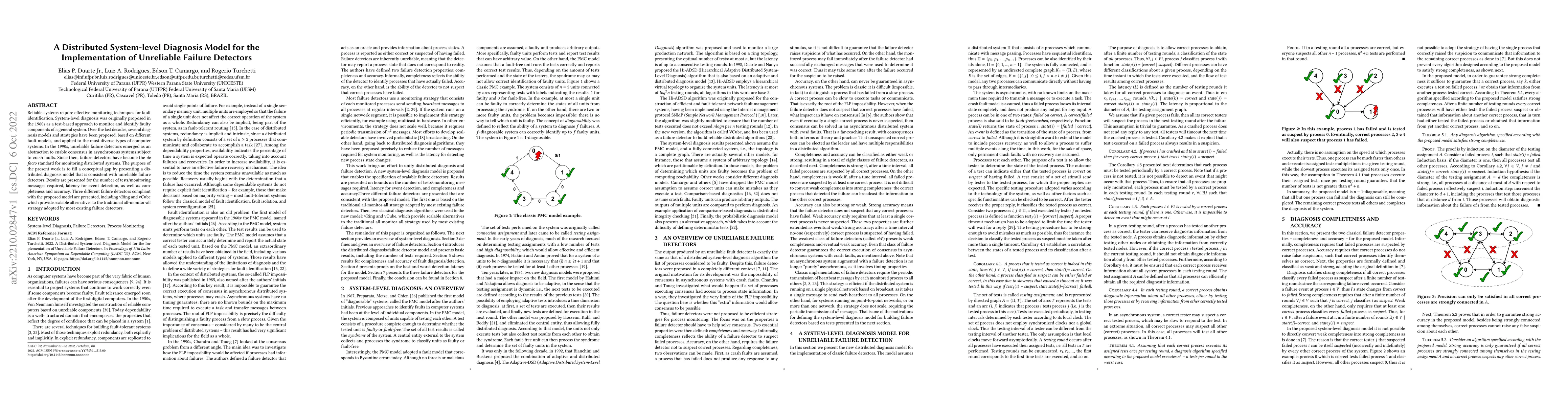 Thumbnail for A Distributed System-level Diagnosis Model for the Implementation of
  Unreliable Failure Detectors