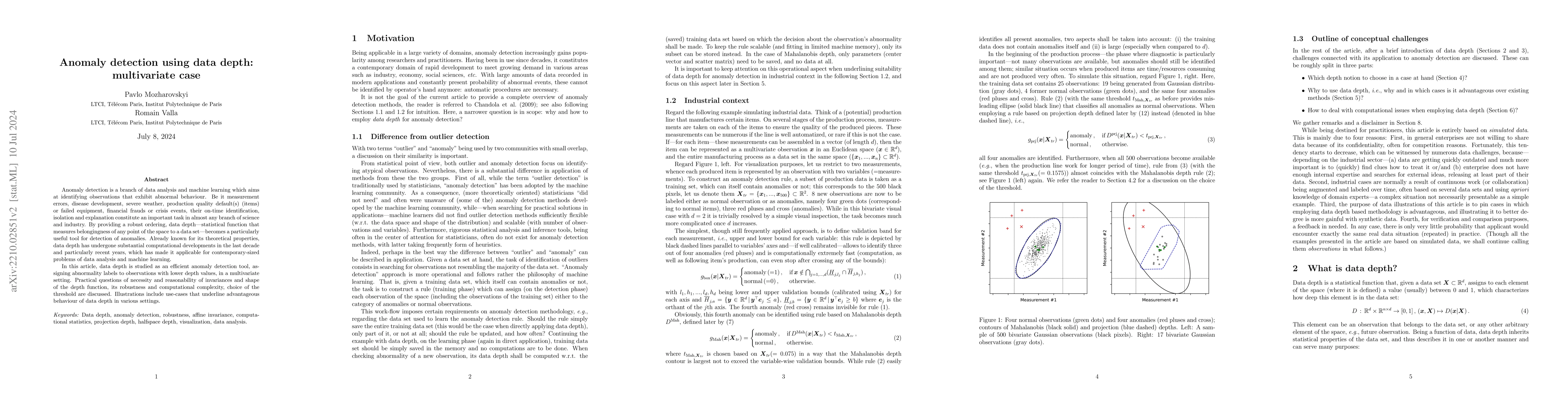 Thumbnail for Anomaly detection using data depth: multivariate case