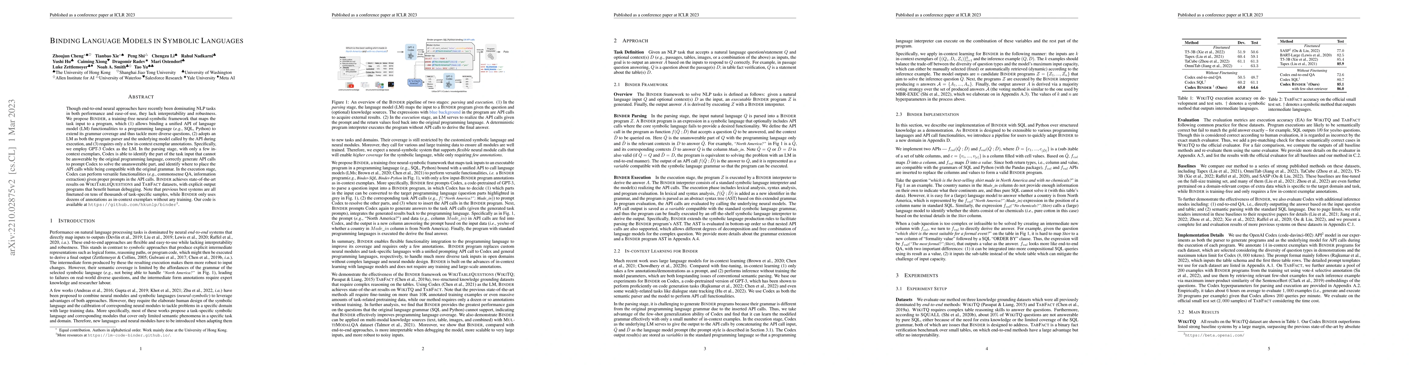 Thumbnail for Binding Language Models in Symbolic Languages