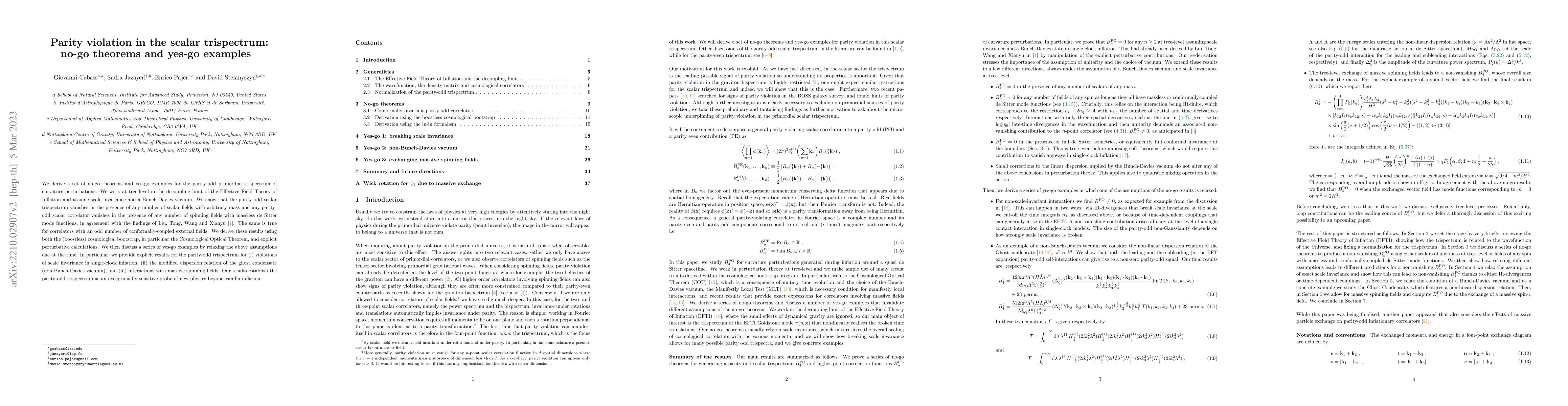 Thumbnail for Parity violation in the scalar trispectrum: no-go theorems and yes-go
  examples