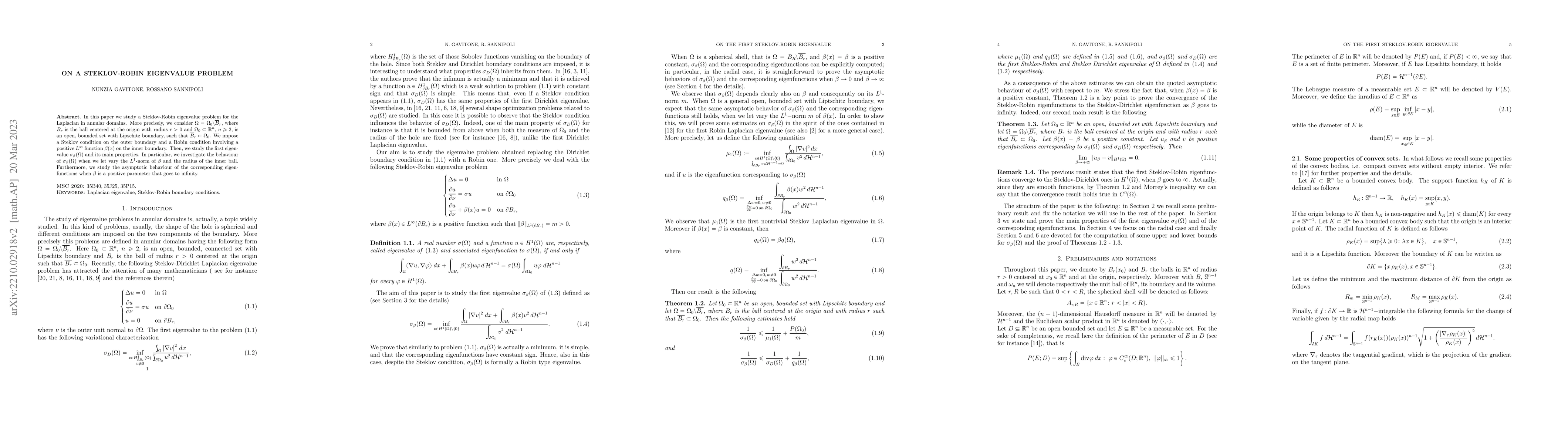 Thumbnail for On a Steklov-Robin eigenvalue problem