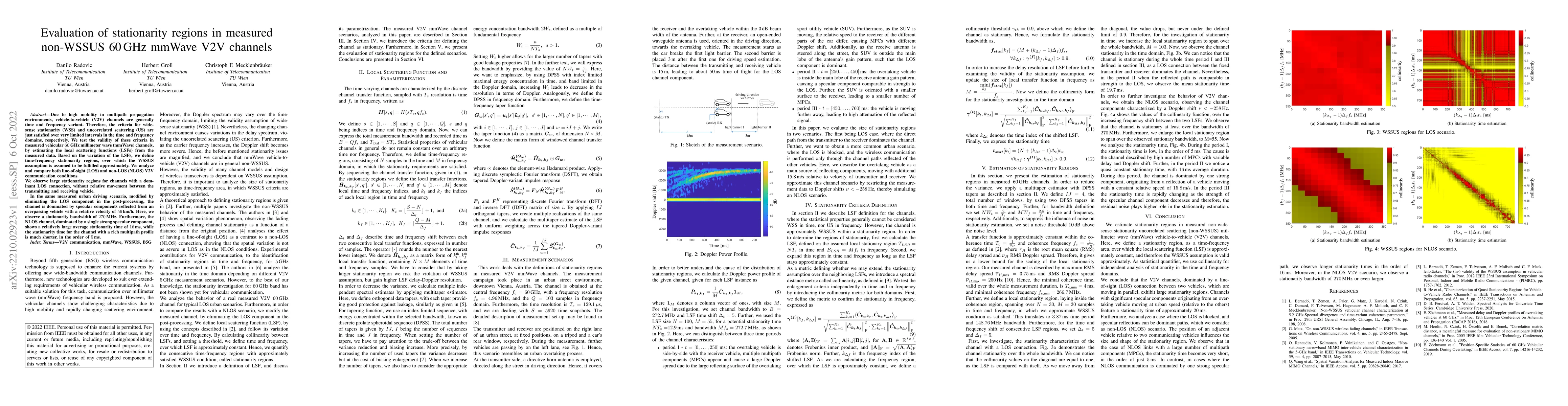 Thumbnail for Evaluation of stationarity regions in measured non-WSSUS 60 GHz mmWave
  V2V channels