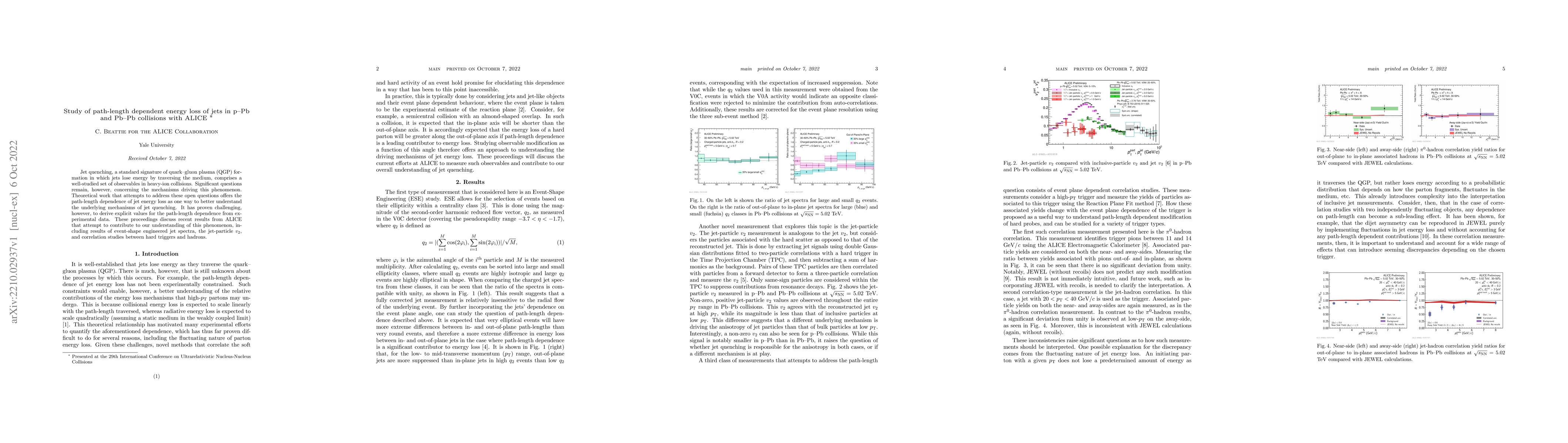 Thumbnail for Study of path-length dependent energy loss of jets in p--Pb and Pb--Pb
  collisions with ALICE