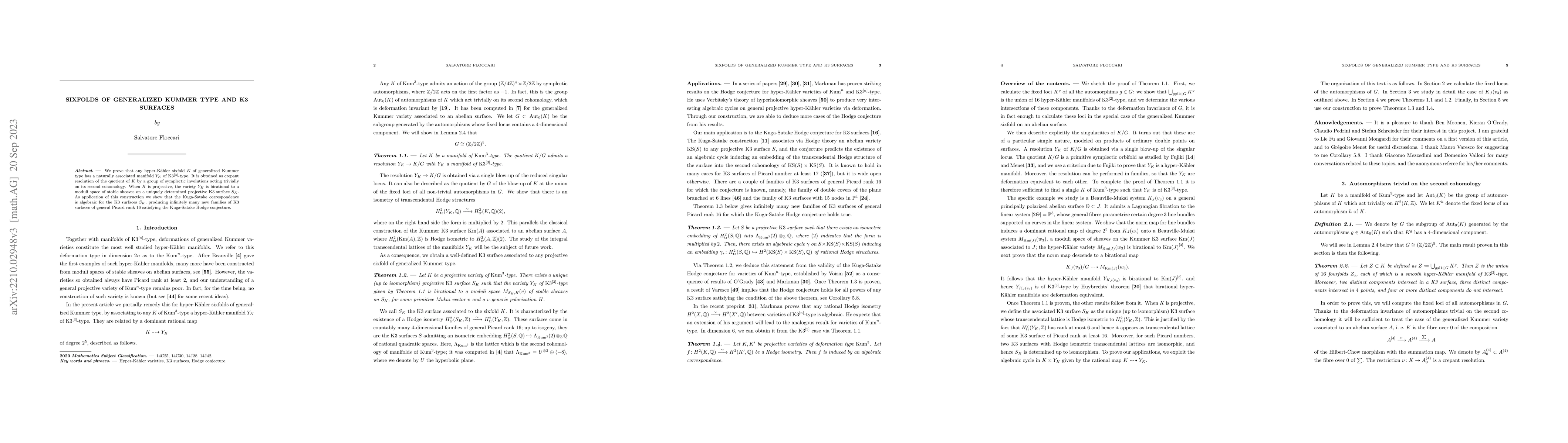 Thumbnail for Sixfolds of generalized Kummer type and K3 surfaces