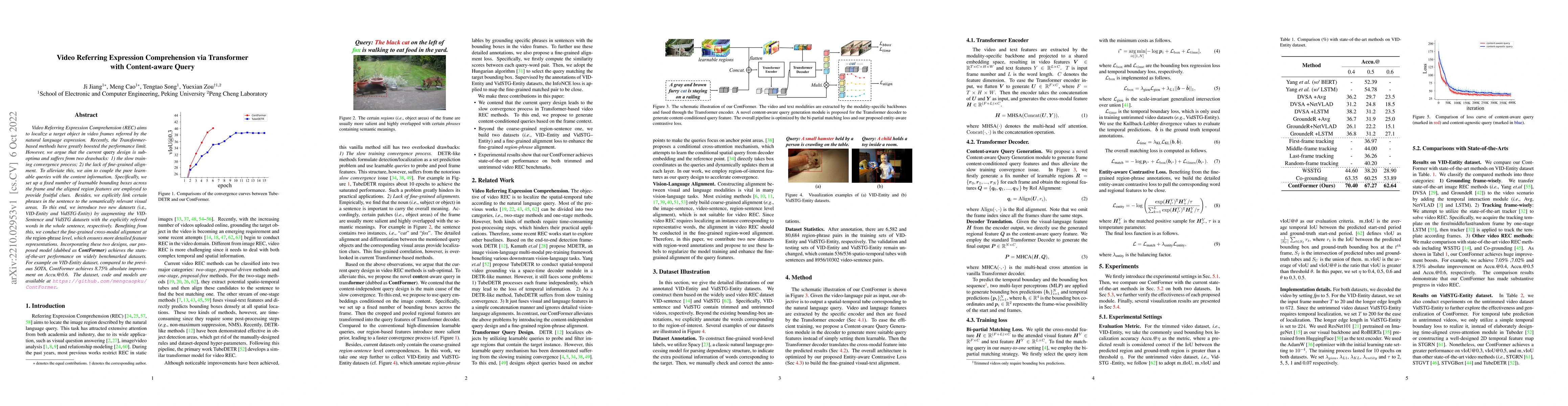 Thumbnail for Video Referring Expression Comprehension via Transformer with
  Content-aware Query