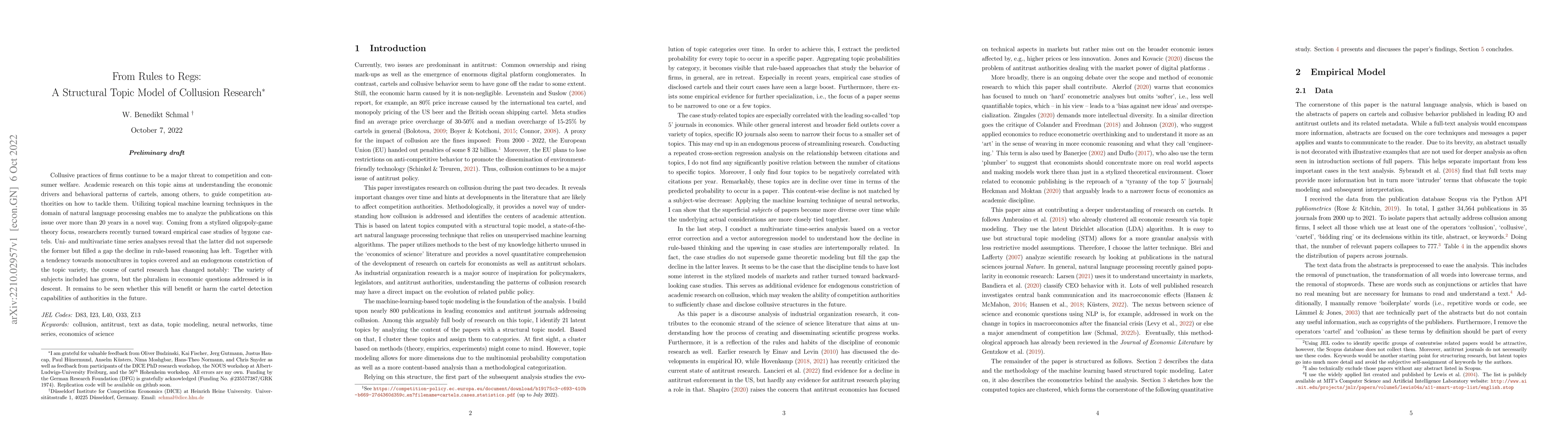 Thumbnail for From Rules to Regs: A Structural Topic Model of Collusion Research