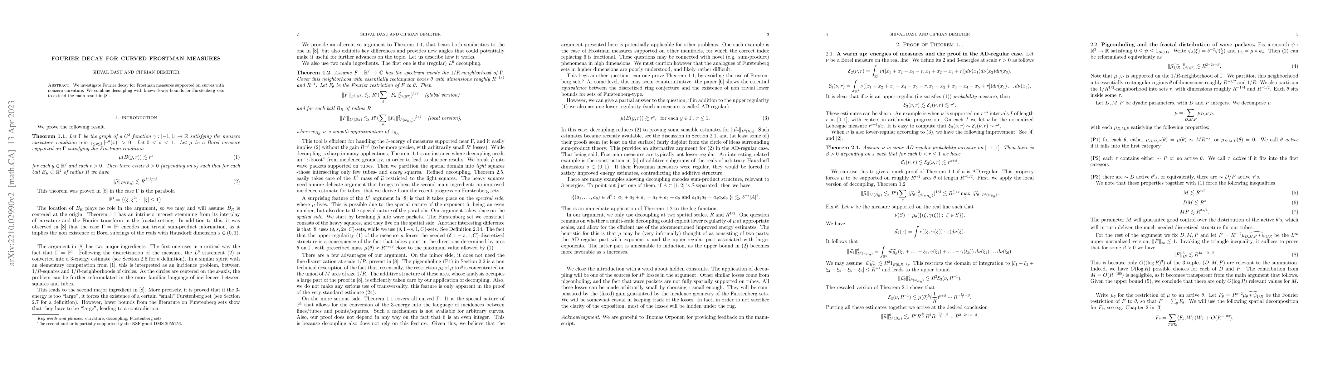 Thumbnail for Fourier decay for curved Frostman measures
