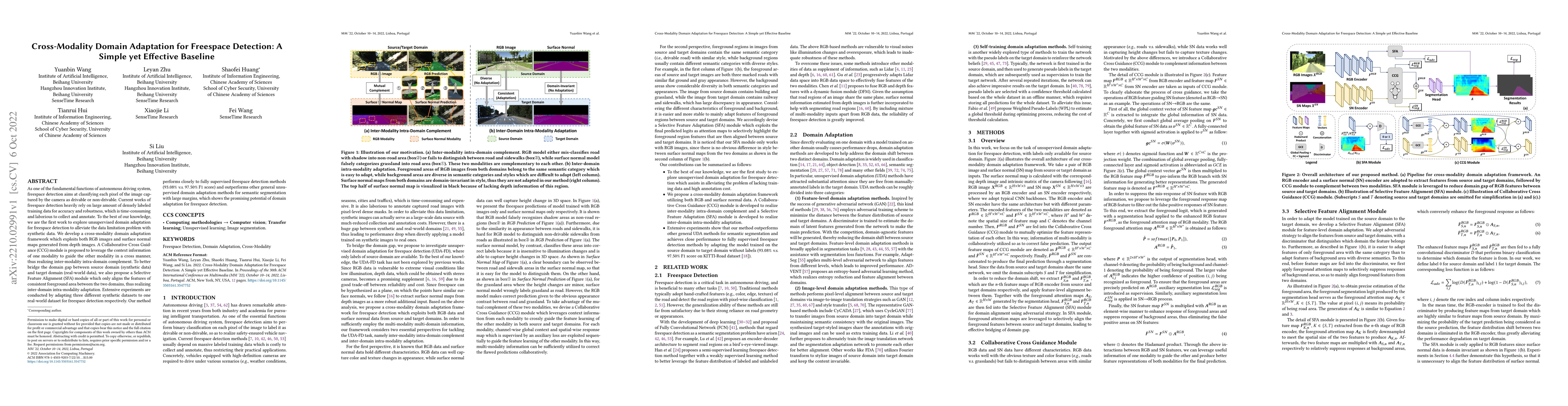 Thumbnail for Cross-Modality Domain Adaptation for Freespace Detection: A Simple yet
  Effective Baseline