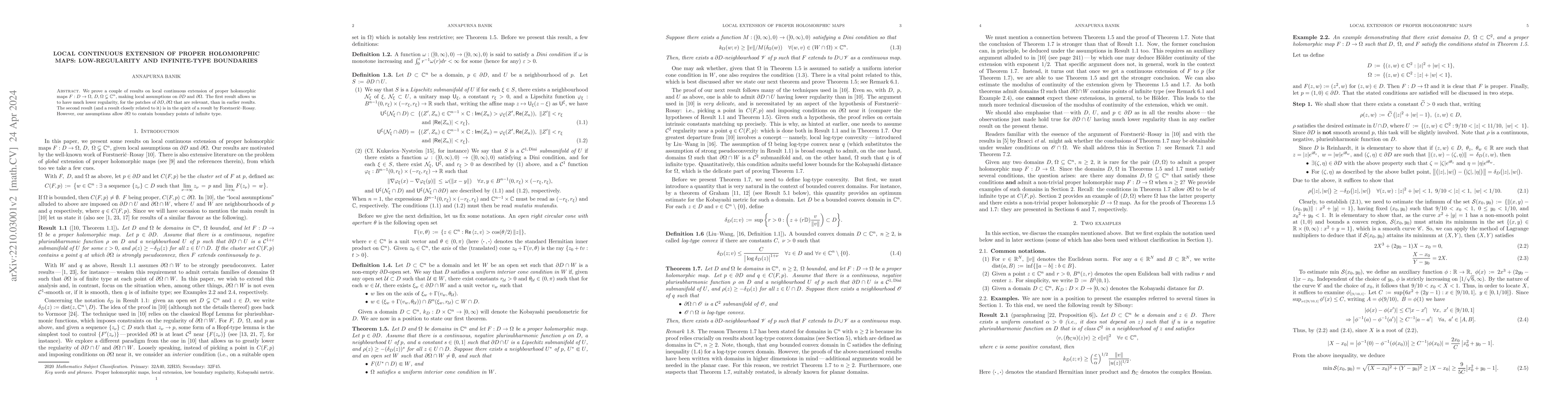 Thumbnail for Local continuous extension of proper holomorphic maps: low-regularity
  and infinite-type boundaries